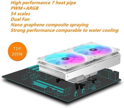 JIUSHARK JF13K Diamond,Top-Down CPU Air Cooler,6mm x 7 Copper Heat Pipes 2×120 * 120 * 15mm PWM&ARGB Fans 250W TDP SuitableFor Intel LGA 1700/1200/115X AMD AM5/AM4 in Saudi Arabia