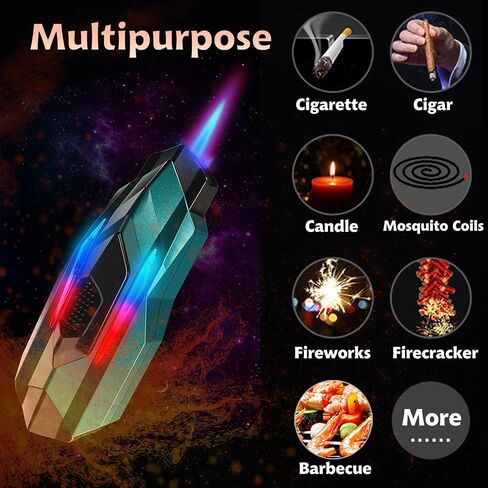 Torch Lighter, 4 Pack Cool Design Jet Flame Butane Lighter, Adjustable Flame Windproof Lighter with Visible Fuel, Creative Lighters Refillable Butane for Gifts,Indoor,Outdoor(Without Butane)-Color B in Saudi Arabia