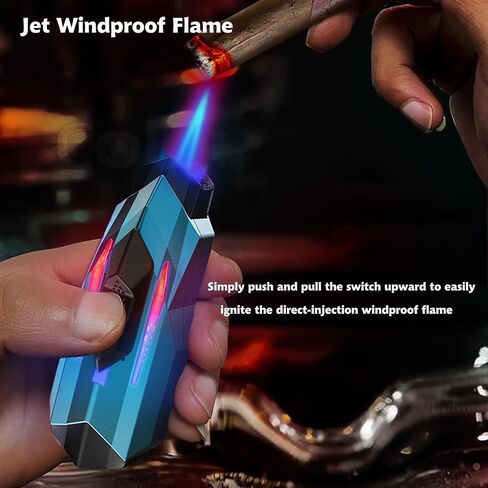 Torch Lighter, 4 Pack Cool Design Jet Flame Butane Lighter, Adjustable Flame Windproof Lighter with Visible Fuel, Creative Lighters Refillable Butane for Gifts,Indoor,Outdoor(Without Butane)-Color B in Saudi Arabia