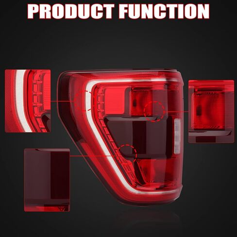 Tail Light Assembly Compatible with Ford F150 XL 2021 2022 Halogen Brake Lamp with Bulb Right Passenger Side in Saudi Arabia