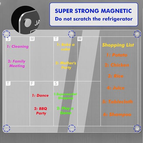 Acrylic Magnetic Calendar for Fridge, 2 Pack Monthly and Weekly Dry Erase Board Set, Meal Planner, Menu Board, Memo Board, Shopping List for Kitchen in Saudi Arabia