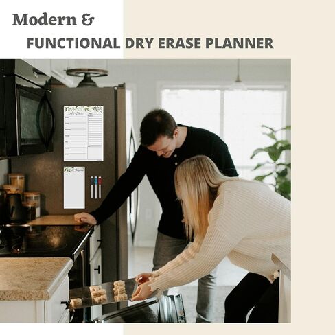 لوحة قائمة المسح الجاف المغناطيسي (تصميم ورقة الشجر) | مخطط الوجبات الأسبوعية القابل لإعادة الاستخدام مغناطيسي للثلاجة | تقويم تخطيط الوجبات 10x14 بوصة يتضمن مفكرة مغناطيسية 5x10 بوصة، 3 × أقلام تحديد in Kuwait