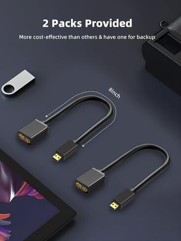 كابل محول Micro HDMI إلى HDMI، كابل Micro HDMI إلى HDMI (ذكر إلى أنثى) لكاميرا Gopro Hero وكاميرا/كاميرا الحركة الأخرى مع دعم 4K/3D in Saudi Arabia
