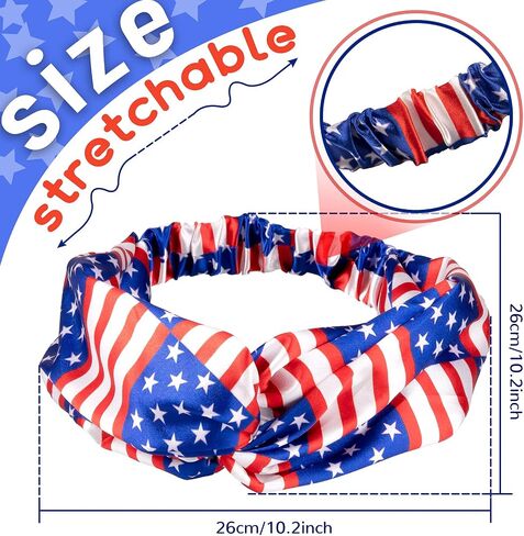 Whaline 15pcs 4th of July Accessories Kit Patriotic American Flag Headband Hair Band Hair Scrunchies Earrings Temporary Tattoos Independence Day Gift Set for Women Girls in Saudi Arabia