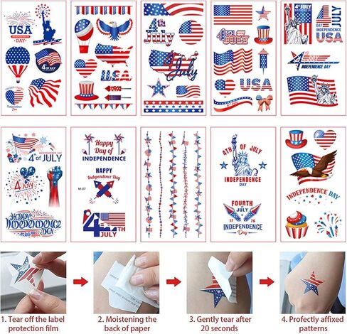Whaline 15pcs 4th of July Accessories Kit Patriotic American Flag Headband Hair Band Hair Scrunchies Earrings Temporary Tattoos Independence Day Gift Set for Women Girls in Saudi Arabia