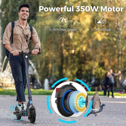 Wheelspeed Electric Scooter Primer, 12-14 Miles Long Range & 15 MPH Lightweight Commuting Electric Scooter, 350W Motor & 8.5" Pneumatic Tires Portable E-Scooter for Adults with Anti-Theft E-Lock in Saudi Arabia