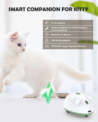 4-in-1 Automatic Cat Mice Toys for Indoor Cats, Interactive Electric Moving Cat Toys with Feather, LED Lights, Bird Sound, Laser, Smart Kitten Toys for Pet Exercise Playing in Saudi Arabia