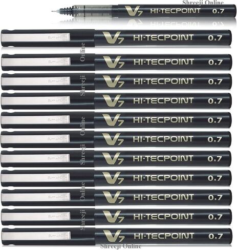 PILOT V7 Hi-Tecpoint Rollerball Pen, 0.7 mm Tip - Black, Pack of 3 in Saudi Arabia