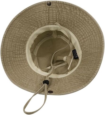 للجنسين القطن Boonie قبعة الصيف في الهواء الطلق Packable دلو صيد قبعة الشاطئ قبعة الشمس مع سلسلة للنساء الرجال (نجوم الكاكي) in Kuwait