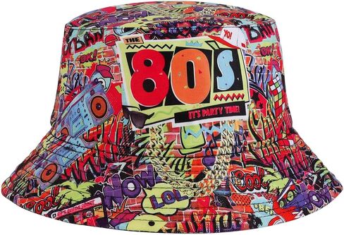 قبعات Eigso Retro 80s ذات طابع دلو للنساء والرجال قبعة صيد الهيب هوب روك سكرول للنساء والرجال in Kuwait