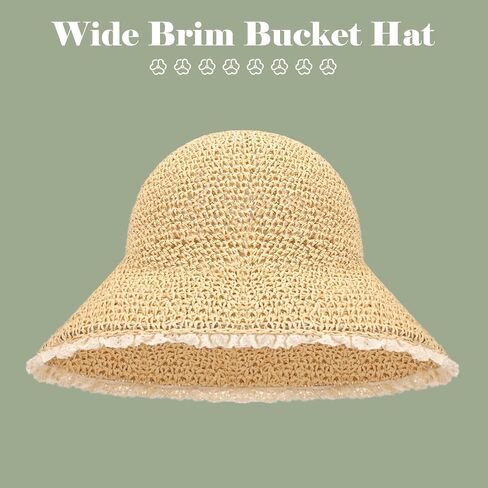 Yonchic Wide Brim Bucket Hat, Summer Beach Hats for Women, Foldable Travel Cute Sun Hat for Spring Summer in Saudi Arabia