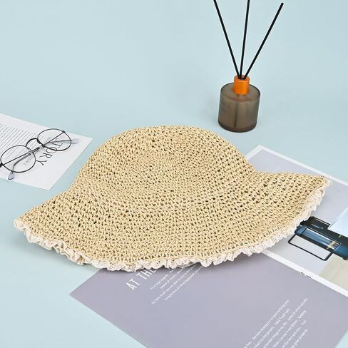 Yonchic Wide Brim Bucket Hat, Summer Beach Hats for Women, Foldable Travel Cute Sun Hat for Spring Summer in Saudi Arabia