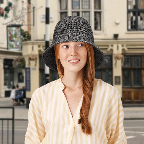 قبعة دلو ذات حافة واسعة من يونشيك، قبعات شاطئ صيفية للنساء، قبعة شمس لطيفة قابلة للطي للسفر لربيع وصيف in Kuwait