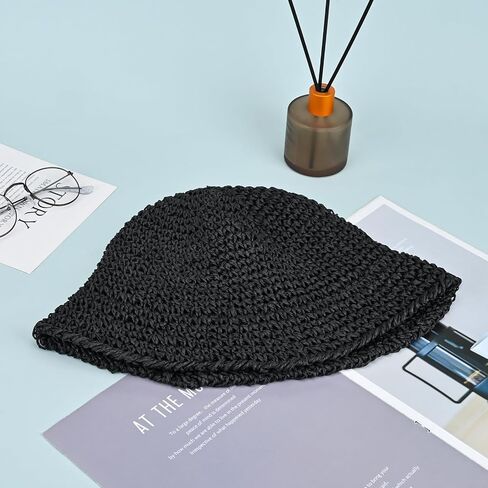 قبعة دلو ذات حافة واسعة من يونشيك، قبعات شاطئ صيفية للنساء، قبعة شمس لطيفة قابلة للطي للسفر لربيع وصيف in Kuwait