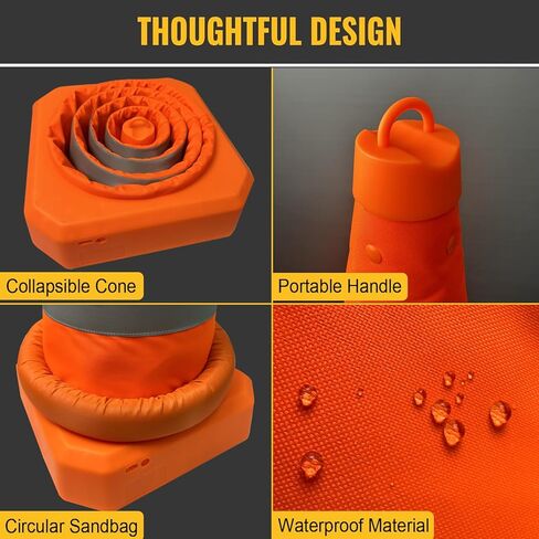 مخاريط قابلة للطي مقاس 28 بوصة، مخاريط BONOOTH المنبثقة للسلامة المرورية للتحذير من مواقف السيارات، وأنشطة تعليم السيارات، والرياضة وغيرها من التدريبات، ومشاريع البناء [4 عبوات] in Kuwait