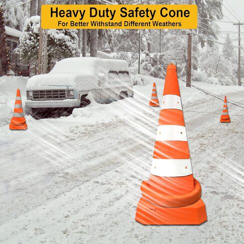 مخاريط قابلة للطي مقاس 28 بوصة، مخاريط BONOOTH المنبثقة للسلامة المرورية للتحذير من مواقف السيارات، وأنشطة تعليم السيارات، والرياضة وغيرها من التدريبات، ومشاريع البناء [4 عبوات] in Kuwait