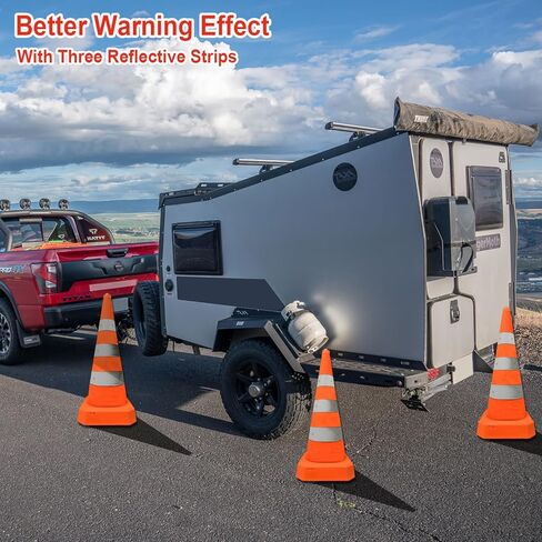 مخاريط قابلة للطي مقاس 28 بوصة، مخاريط BONOOTH المنبثقة للسلامة المرورية للتحذير من مواقف السيارات، وأنشطة تعليم السيارات، والرياضة وغيرها من التدريبات، ومشاريع البناء [4 عبوات] in Kuwait