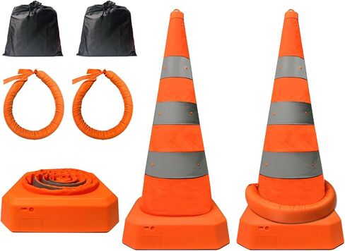 Upgraded 28Inch Collapsible Cones, BONOOTH Pop-up Traffic Safety Cones for Parking Warning, Automotive Teaching Activities, Sports and Other Training, Construction Projects [4 Pack] in Saudi Arabia