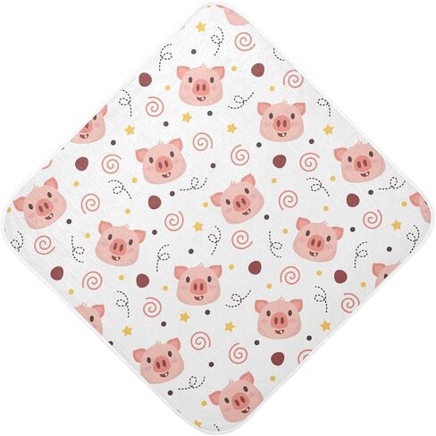 Ceiurey Pink Pig Baby Boys Girls Bath Towel Piggy Hooded Towels Newborn Toddlers Organic Cotton Washcloths Shower Beach Towel 30 x 30 Inch in Saudi Arabia