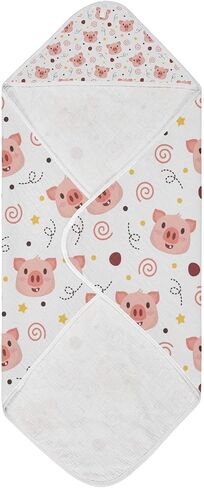 Ceiurey Pink Pig Baby Boys Girls Bath Towel Piggy Hooded Towels Newborn Toddlers Organic Cotton Washcloths Shower Beach Towel 30 x 30 Inch in Saudi Arabia