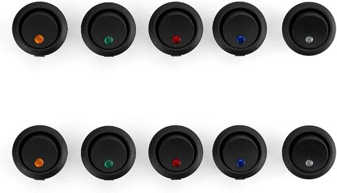QWORK LED Lighted Rocker Switch DC 12V 20A On/Off, 20 Pcs Rocker Dot LED Light Round Toggle Switch, 5 Colors, for Car Auto, Marine, Off Road Vehicles in Saudi Arabia