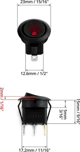 QWORK LED Lighted Rocker Switch DC 12V 20A On/Off, 20 Pcs Rocker Dot LED Light Round Toggle Switch, 5 Colors, for Car Auto, Marine, Off Road Vehicles in Saudi Arabia