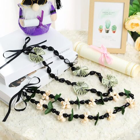Bucherry 2 Pcs Hawaiian Leis Kukui Nut Beads Necklaces Handmade Kukui Nuts Hawaiian Necklace Graduation Gift Tiki Luau Party in Saudi Arabia