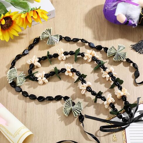 Bucherry 2 Pcs Hawaiian Leis Kukui Nut Beads Necklaces Handmade Kukui Nuts Hawaiian Necklace Graduation Gift Tiki Luau Party in Saudi Arabia