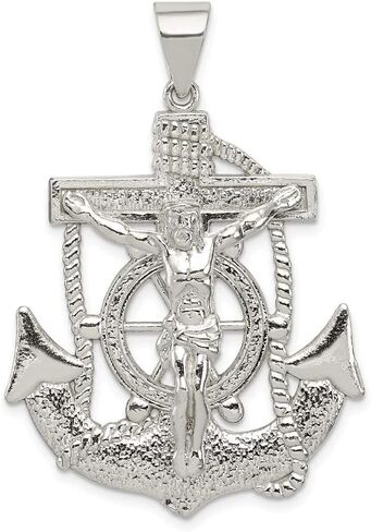 Solid 925 Sterling Silver Anchor Mariner Cross Pendant Crucifix Charm in Saudi Arabia
