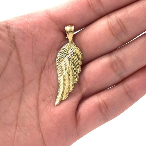 حلية قلادة جناح الملاك من الذهب الأصفر عيار 10 قيراط والألماس من LoveBling (1.65 بوصة × 0.55 بوصة) in Kuwait