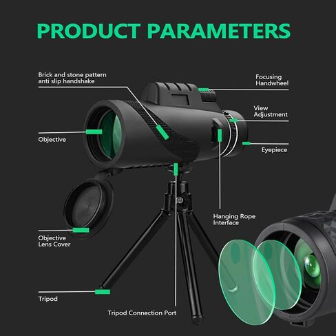 40x60 Monoculars for Adults High Powered with Smartphone Adapter and Tripod, Equipped with BAK4 Prism for Animal Bird Watching Hiking Traveling in Saudi Arabia