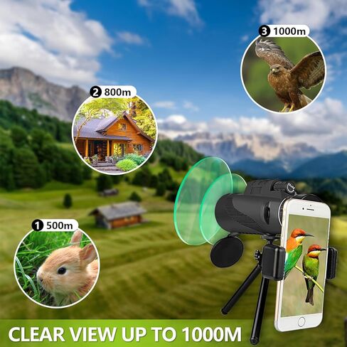 40x60 Monoculars for Adults High Powered with Smartphone Adapter and Tripod, Equipped with BAK4 Prism for Animal Bird Watching Hiking Traveling in Saudi Arabia