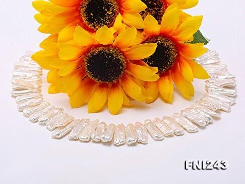 عقد من اللؤلؤ JYX Biwa مقاس 7x20 ملم من لؤلؤ المياه العذبة الأبيض للنساء مقاس 18 بوصة in Kuwait