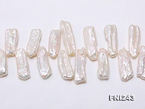 عقد من اللؤلؤ JYX Biwa مقاس 7x20 ملم من لؤلؤ المياه العذبة الأبيض للنساء مقاس 18 بوصة in Kuwait