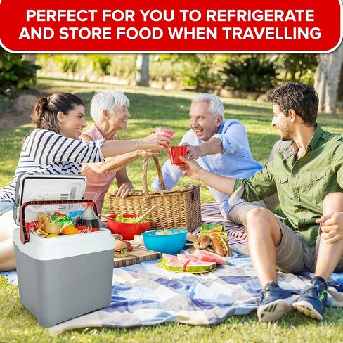 Koolatron Electric Portable Cooler Plug in 12V car Cooler 25 L (26 qt), No Ice Thermo Electric Portable Fridge for Camping, Travel Road Trips Trucking with 12 Volt DC Power Cord, Gray/White. in Saudi Arabia