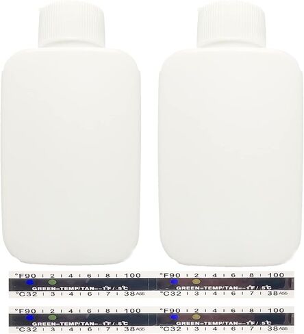 مجموعة كاملة لاختبار البول مكونة من 12 قطعة، زجاجتان فارغتان محمولتان مع 10 أشرطة اختبار درجة الحرارة اللاصقة، شريط ميزان حرارة لاصق لزجاجة السفر لاختبار البول. in Kuwait