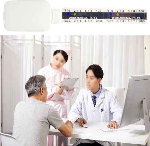 مجموعة كاملة لاختبار البول مكونة من 12 قطعة، زجاجتان فارغتان محمولتان مع 10 أشرطة اختبار درجة الحرارة اللاصقة، شريط ميزان حرارة لاصق لزجاجة السفر لاختبار البول. in Kuwait