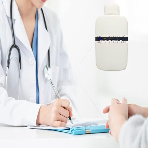 مجموعة كاملة لاختبار البول مكونة من 12 قطعة، زجاجتان فارغتان محمولتان مع 10 أشرطة اختبار درجة الحرارة اللاصقة، شريط ميزان حرارة لاصق لزجاجة السفر لاختبار البول. in Kuwait