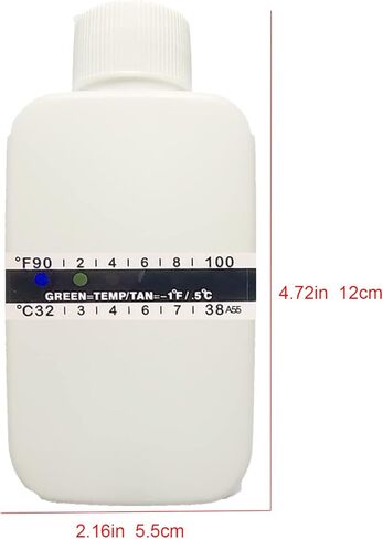 مجموعة كاملة لاختبار البول مكونة من 12 قطعة، زجاجتان فارغتان محمولتان مع 10 أشرطة اختبار درجة الحرارة اللاصقة، شريط ميزان حرارة لاصق لزجاجة السفر لاختبار البول. in Kuwait