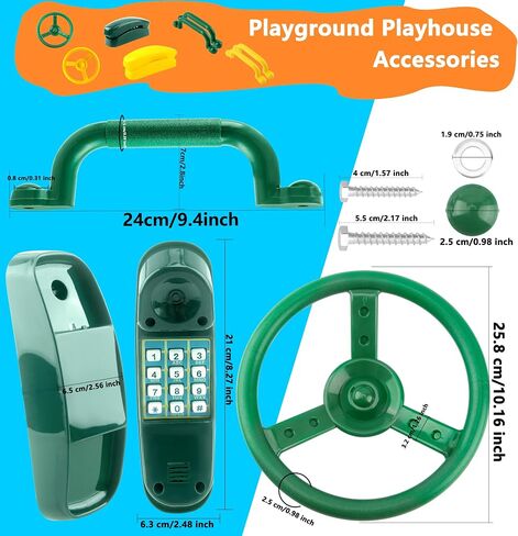 Playground Accessories Swingset Steering Wheel Safety Handles Plastic Swingset Phone Toy Swing Set Telephone for Kids Outdoor Treehouse Playhouse Swing Set (Green,Yellow) in Saudi Arabia