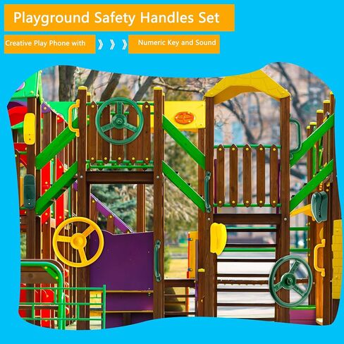 Playground Accessories Swingset Steering Wheel Safety Handles Plastic Swingset Phone Toy Swing Set Telephone for Kids Outdoor Treehouse Playhouse Swing Set (Green,Yellow) in Saudi Arabia