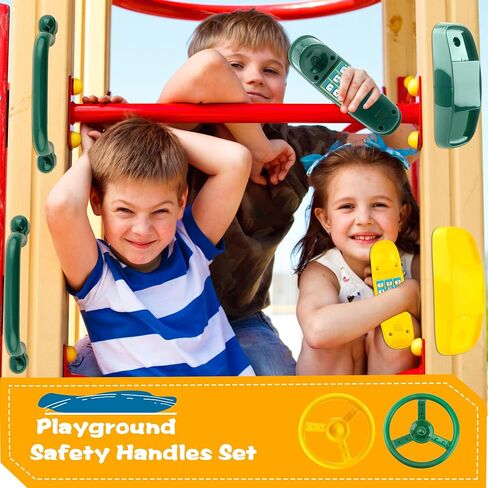 Playground Accessories Swingset Steering Wheel Safety Handles Plastic Swingset Phone Toy Swing Set Telephone for Kids Outdoor Treehouse Playhouse Swing Set (Green,Yellow) in Saudi Arabia