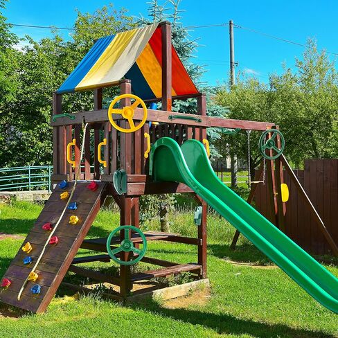 Playground Accessories Swingset Steering Wheel Safety Handles Plastic Swingset Phone Toy Swing Set Telephone for Kids Outdoor Treehouse Playhouse Swing Set (Green,Yellow) in Saudi Arabia