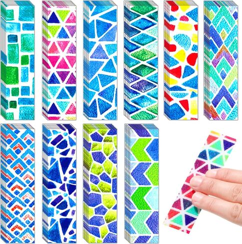 70 Pieces Calming Anxiety Sensory Stickers Textured Strips Toy Anti Stress Textured Calm Stickers Sensory Adhesives for Desk Classroom Phone Adult Teen Present (Geometry Style) in Saudi Arabia