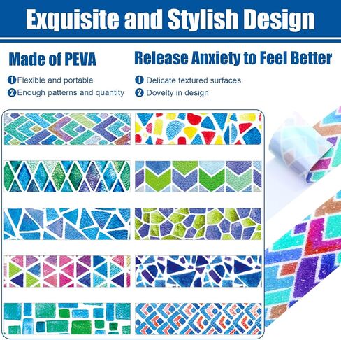 70 Pieces Calming Anxiety Sensory Stickers Textured Strips Toy Anti Stress Textured Calm Stickers Sensory Adhesives for Desk Classroom Phone Adult Teen Present (Geometry Style) in Saudi Arabia