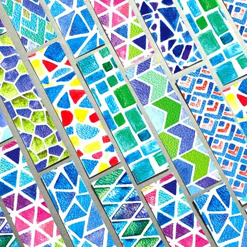 70 Pieces Calming Anxiety Sensory Stickers Textured Strips Toy Anti Stress Textured Calm Stickers Sensory Adhesives for Desk Classroom Phone Adult Teen Present (Geometry Style) in Saudi Arabia