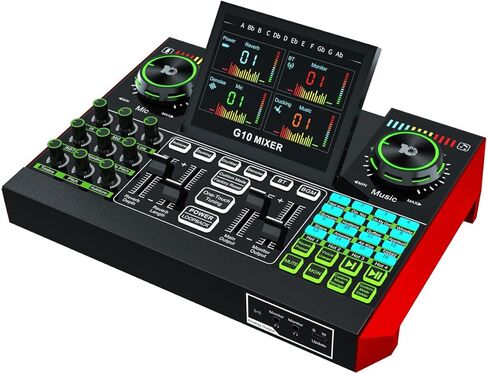 واجهة صوتية لميكروفون XLR مع طاقة فانتوم، شاشة زاوية قابلة للتعديل 4.5 بوصة، مستوى دينويز، بطارية مدمجة بقدرة 4000 مللي أمبير في الساعة مناسبة للكمبيوتر والهاتف للتسجيل والبث in Kuwait