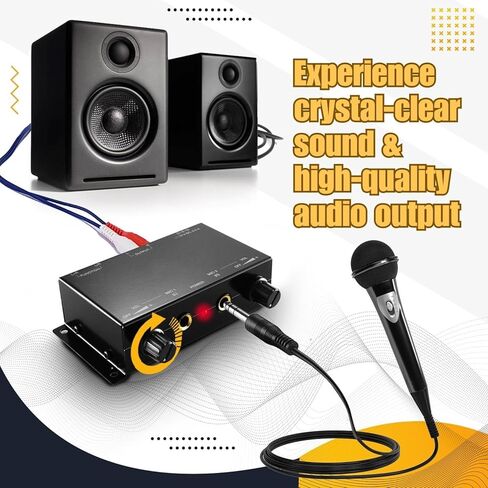 TNP Mini Mixer Audio - Compact 2 Channel Stereo Mixer, Black, Easy Control, Portable, Compatible with 6.35mm Dynamic Microphones & RCA Stereo Output in Saudi Arabia