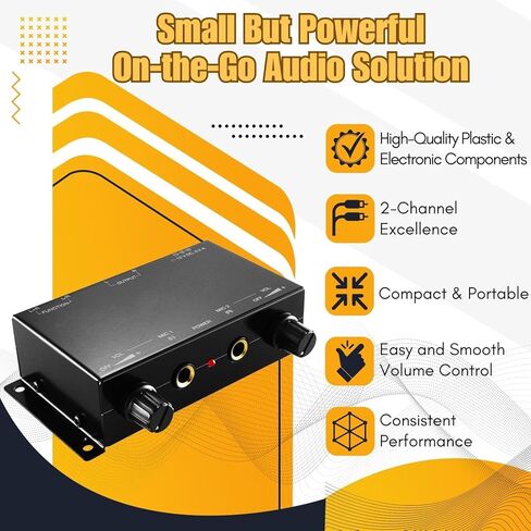 TNP Mini Mixer Audio - Compact 2 Channel Stereo Mixer, Black, Easy Control, Portable, Compatible with 6.35mm Dynamic Microphones & RCA Stereo Output in Saudi Arabia
