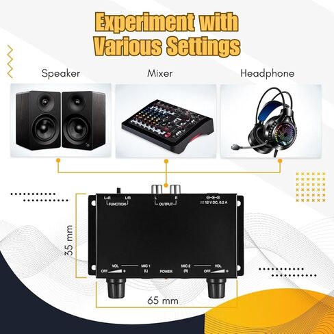 TNP Mini Mixer Audio - Compact 2 Channel Stereo Mixer, Black, Easy Control, Portable, Compatible with 6.35mm Dynamic Microphones & RCA Stereo Output in Saudi Arabia